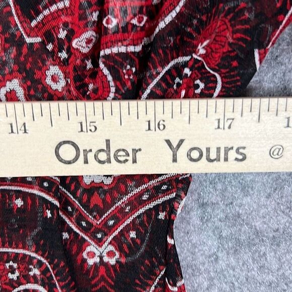 INC International Concepts Women's Red Black Glam Paisley Sheer Top Small NWT - Picture 8 of 16